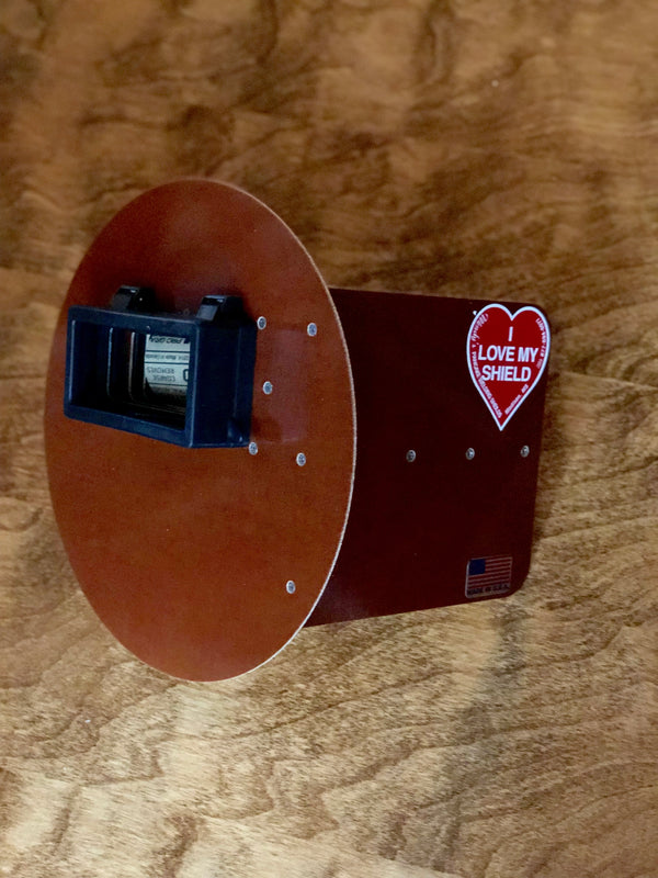 Wendy's Pancake Welding Hood Right Handed Brown with Flip Up Lens